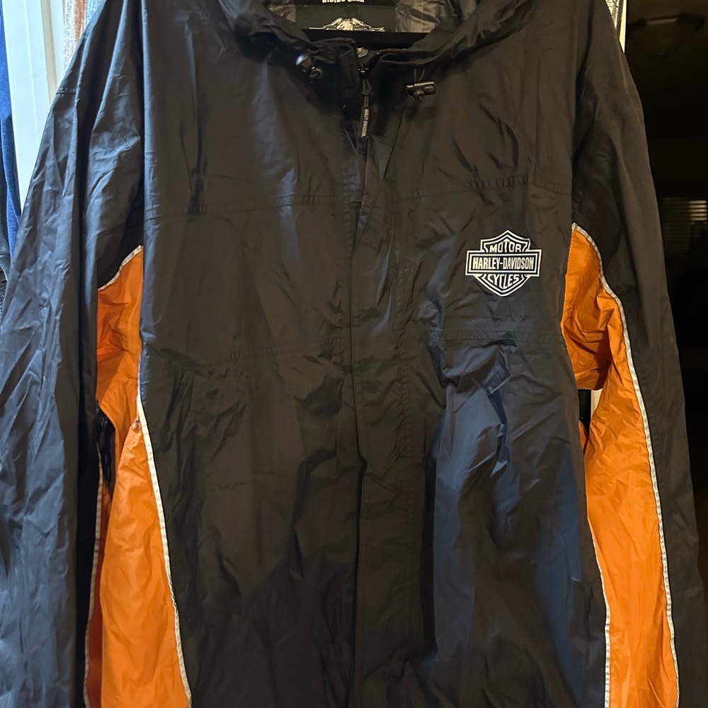 Harley-Davidson Black and Orange Rain Gear(Jacket & Pants)